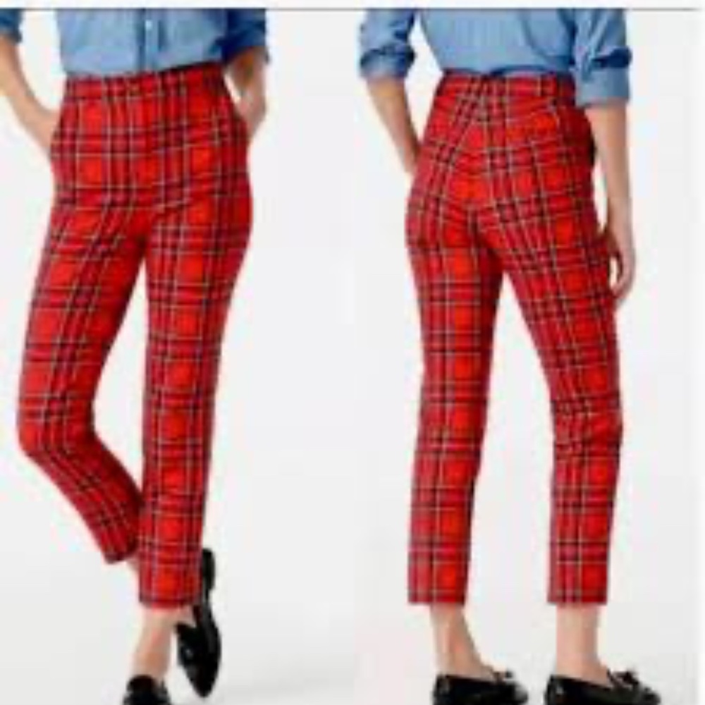J. Crew high rise plaid Wool Cameron pants